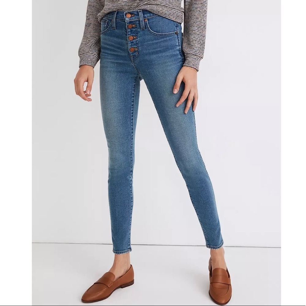 NWT Madewell Button Front 10” High Rise Skinny Jeans Size 28